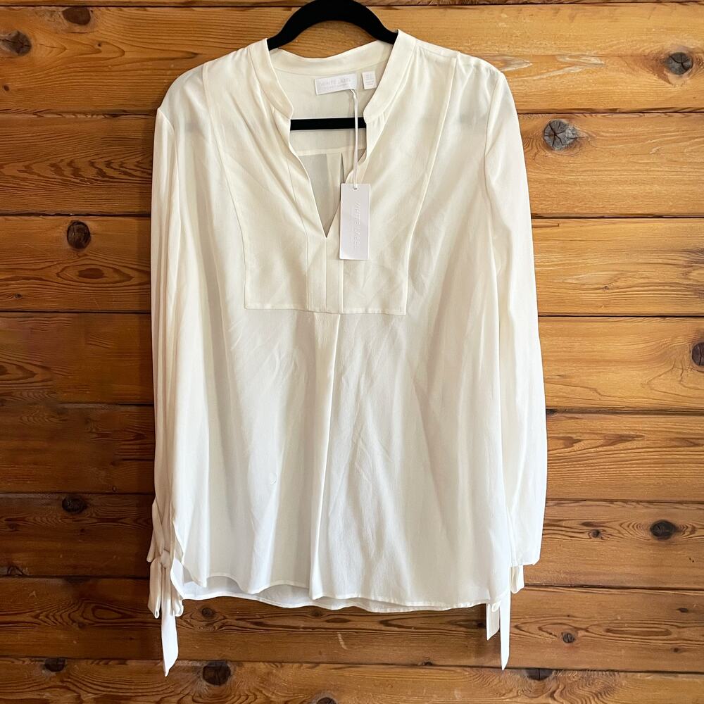 NWT The White Company 100% Silk White Button Down Top